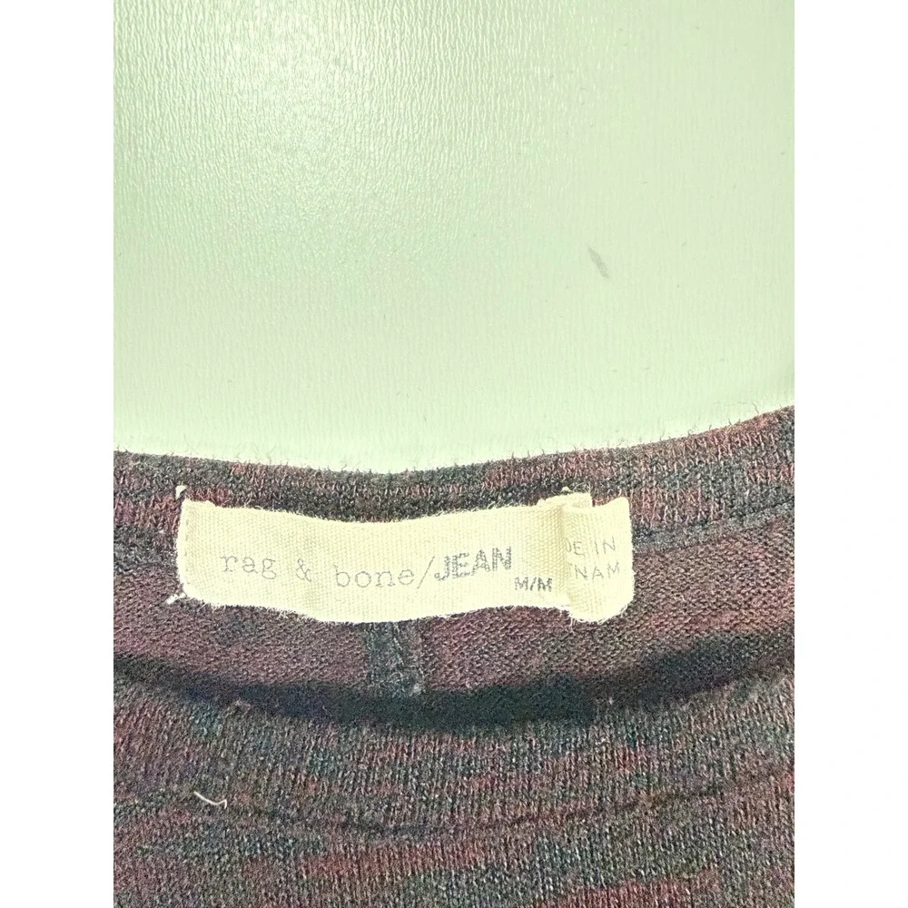Rag & Bone JEAN Womens Medium‎ Burgundy Black Space Dye Long Sleeve High Low Top